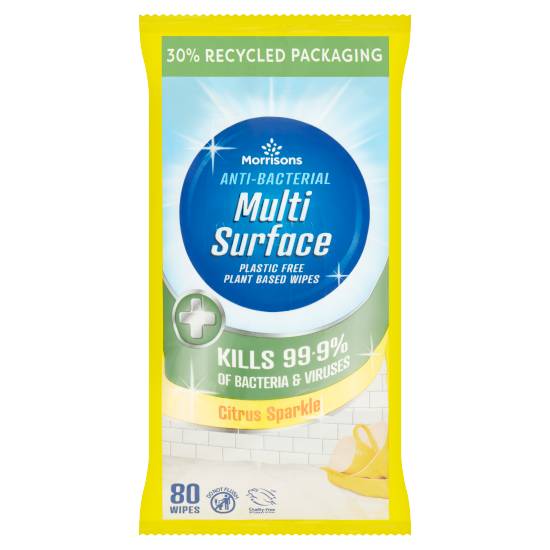 Morrisons Citrus Sparkle, Anti-Bacterial Multi Surface Wipes (80 pack)