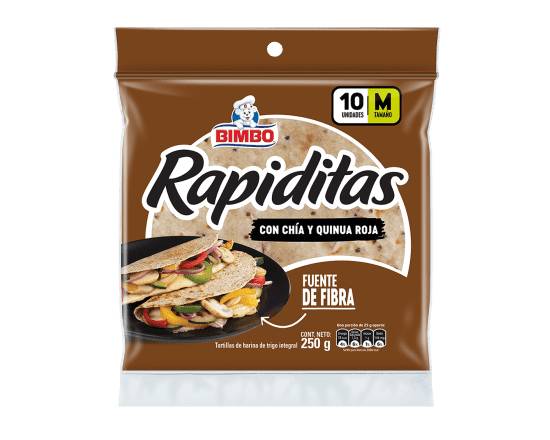 Bimbo tortillas rapiditas con chía y quinoa roja m (10 un)