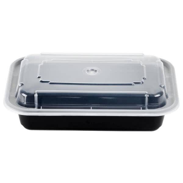 Pactiv Newspring- NC8168B - 16 oz Microwavable Black Oblong Container with Lid - 150 ct (1X150|1 Unit per Case)
