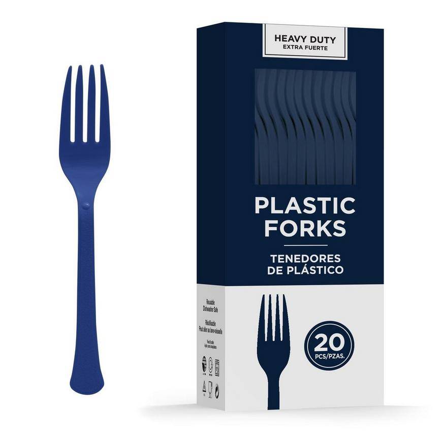 True Navy Heavy-Duty Plastic Forks, 50ct