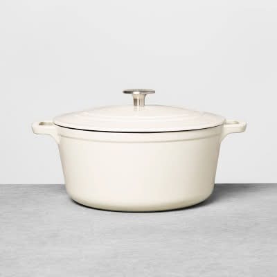 Hearth & Hand Enameled Cast Iron Dutch Oven 5 Qt, Cream
