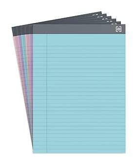 TRU RED™ Notepads, 8.5 x 11.75, Wide Ruled, Pastels, 50 Sheets/Pad, 6 Pads/Pack (TR57363)
