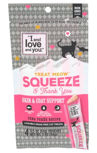 I And Love And You Tuna Puree Skin & Coat Support Lickable Cat Treats 4 Pack
