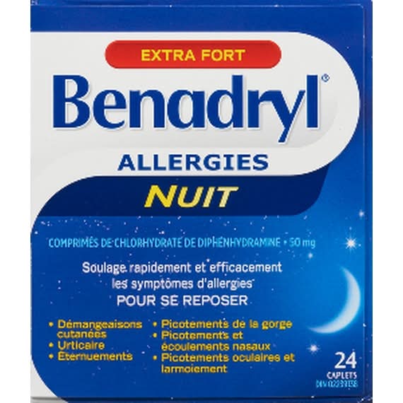 Benadryl Allergy Nighttime Caplets 50 mg (24 ct)