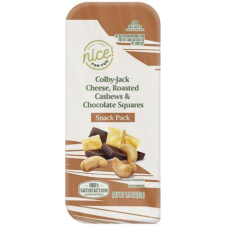 Nice! Colby-Jack Cheese, Roasted Cashews & Chocolate Squares Snack Pack - 1.5 oz