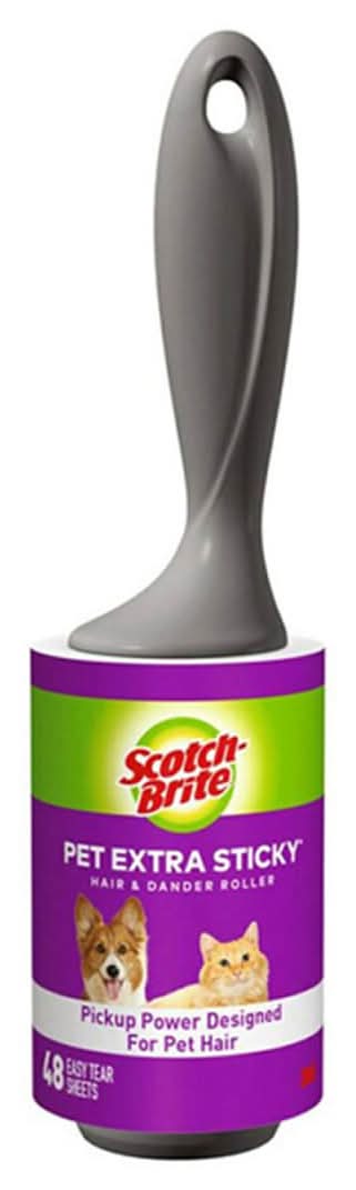 Scotch-Brite Pet Extra Sticky Hair & Dander Roller Sheets, 4In x 25.1ft (48 ct)