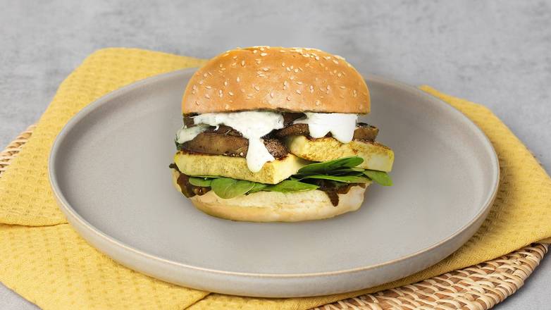 Grilled Mushroom & Haloumi Burger