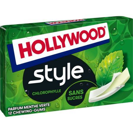 Hollywood - -Chewing gum style chlorophylle (menthe verte)