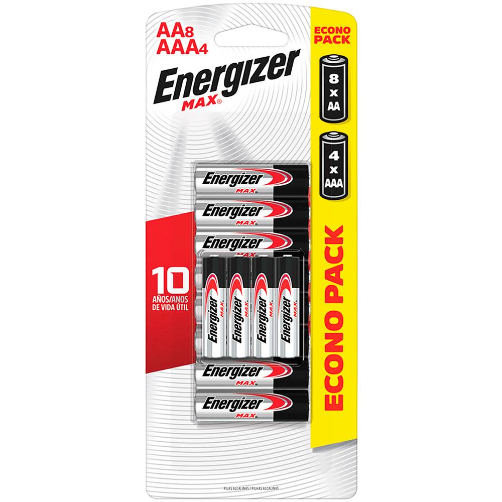 Energizer pack pilas alcalinas aa + aaa (8 u + 4 u)