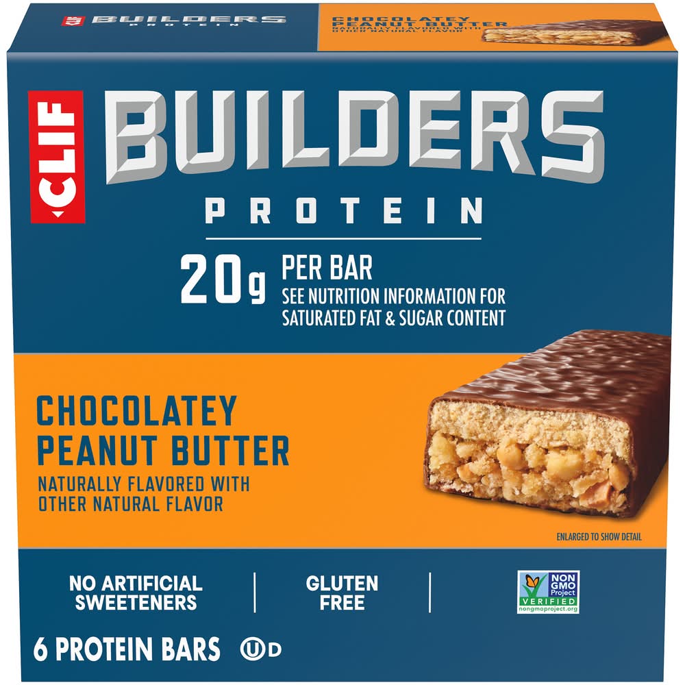 CLIF Bar Builders Protein Bars, Chocolate Peanut Butter (6 x 2.4 oz)
