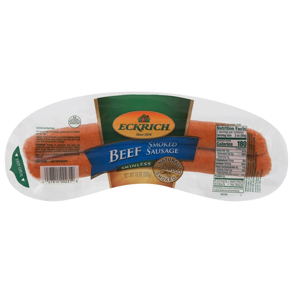 Eckrich Beef Skinless Smoked Sausage (10 oz)