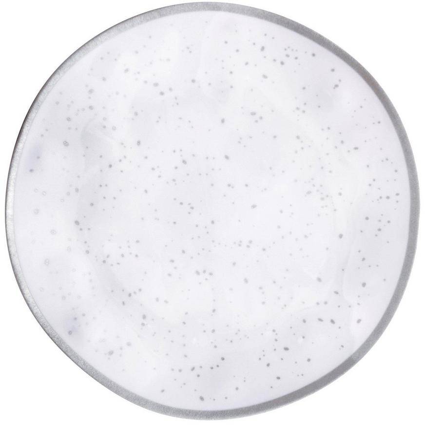 White With Silver Speckles Melamine Dinner Plate, 10.5in