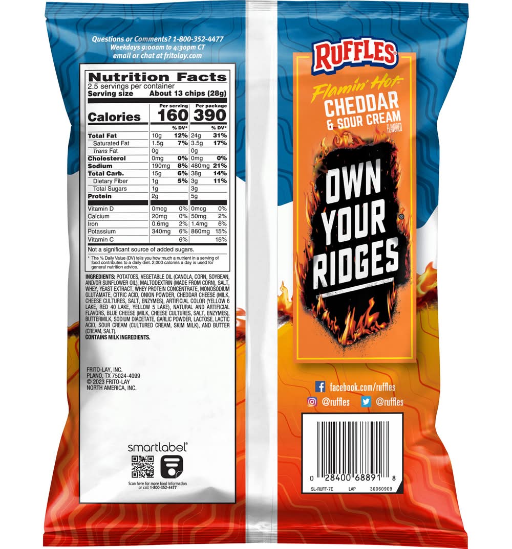 Ruffles Potato Chips, Flamin' Hot Cheddar & Sour Cream (2.5 oz)