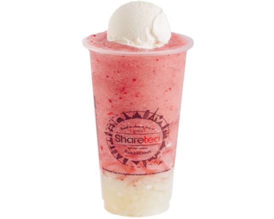 Strawberry Ice Blended with Lychee Jelly and Ice Cream