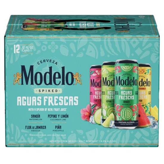 Modelo Spiked Aguas Frescas Variety pack Flavored Malt Beverage (12x 12oz cans)
