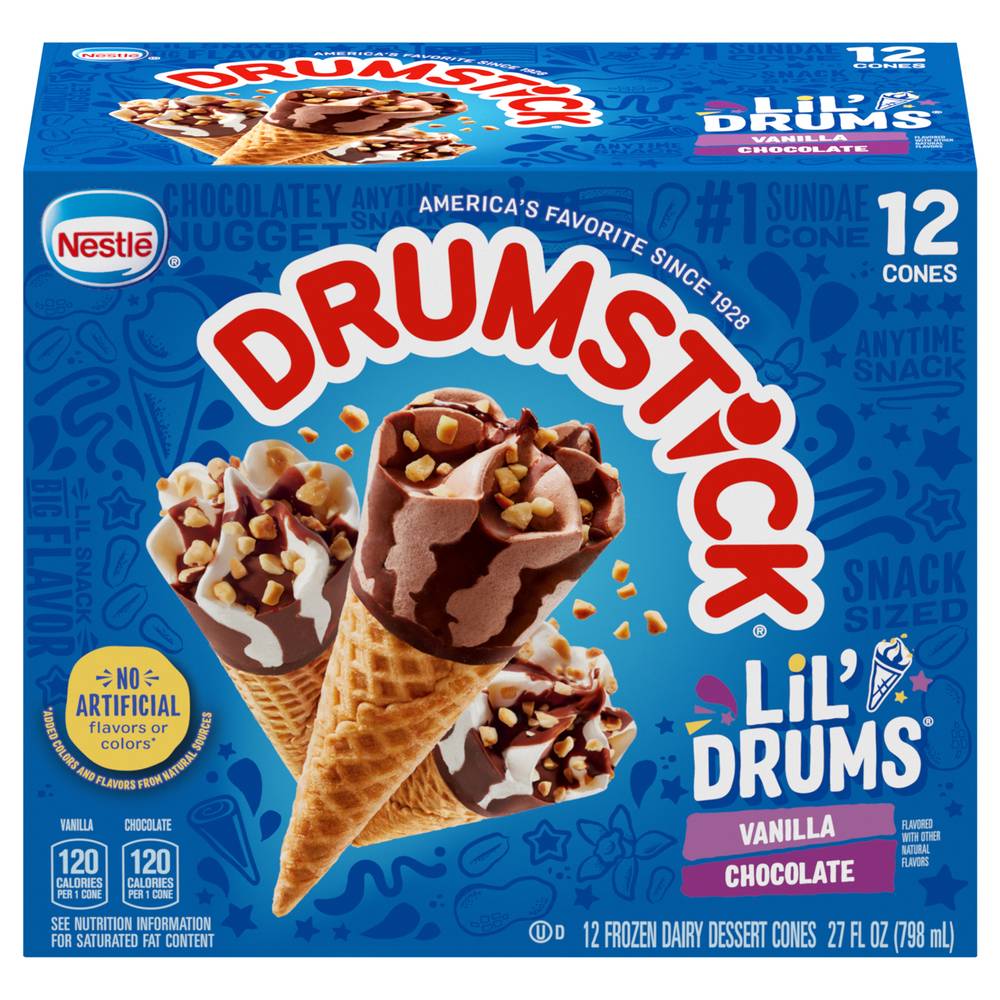 Nestlé Drumstick Lil' Drums Vanilla & Chocolate Sundae Cones (12 ct)