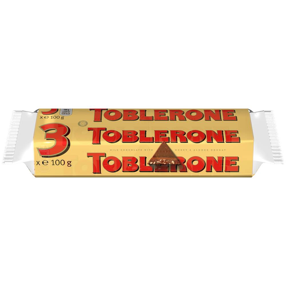 Toblerone - Barres chocolatées au lait avec nougat et amandes (3 x 100g)