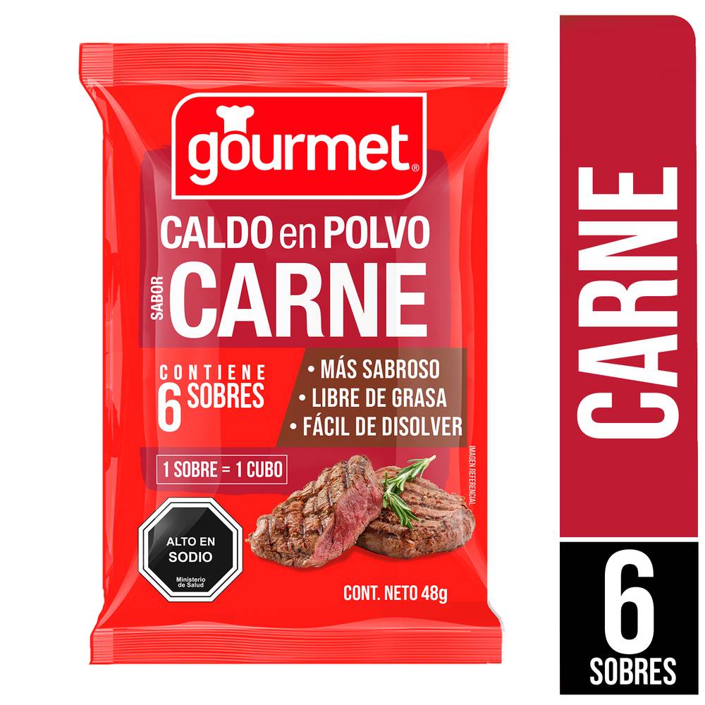 Gourmet · Caldo en polvo - Carne (6 un)