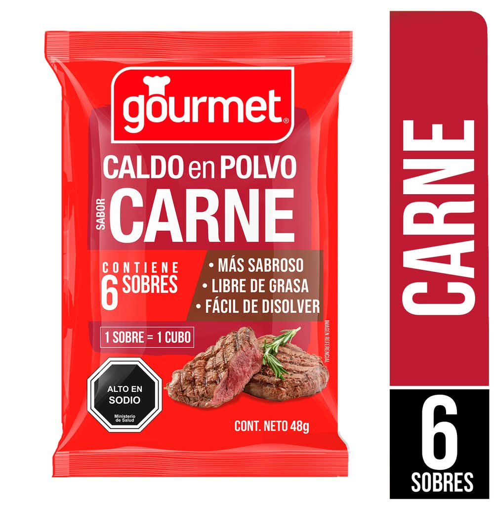 Gourmet · Caldo en polvo - Carne (6 un)