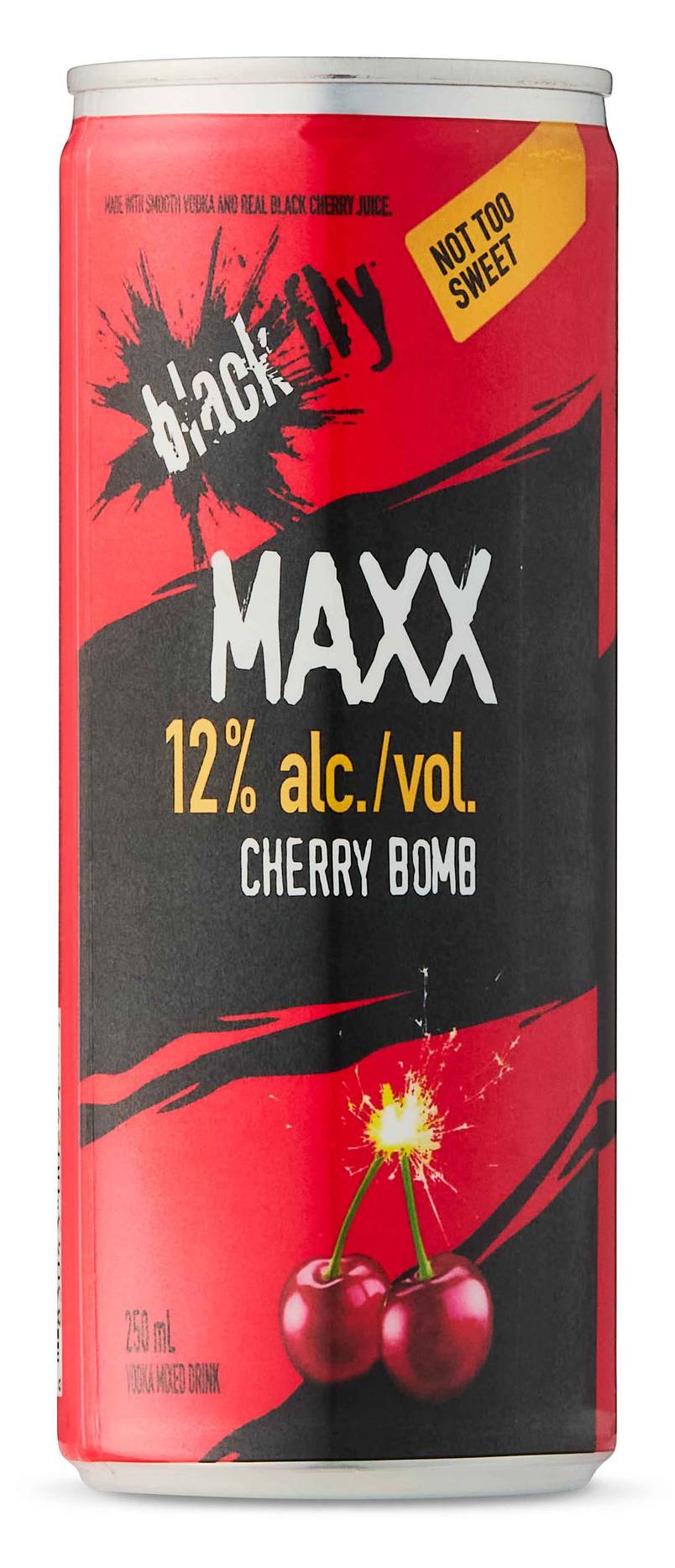 Black Fly Maxx Vodka Mixed Drink, Cherry Bomb (250 ml)