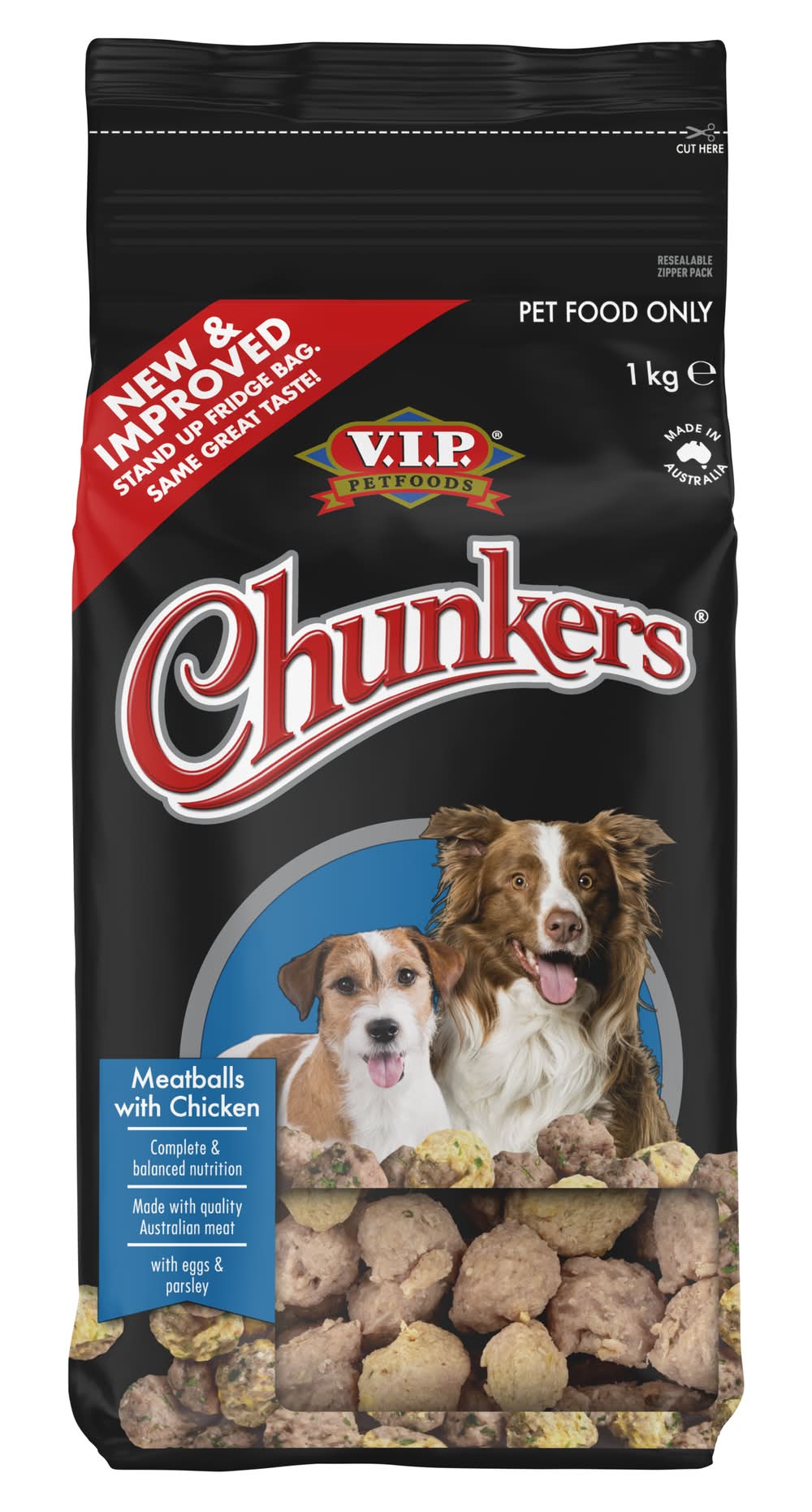 V.I.P. Petfoods Chunkers Meatballs With Chicken Wet Dog Food, Adult (1kg)