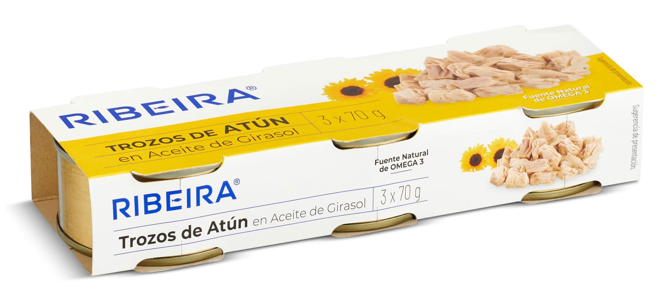 Trozos De Atún En Aceite De Girasol Ribeira Lata 3 X 52 G