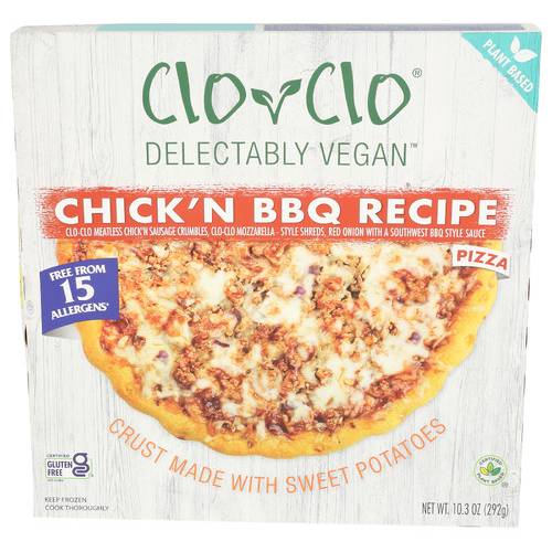 Clo Clo Vegan Foods Chick'n Bbq Recipe Pizza