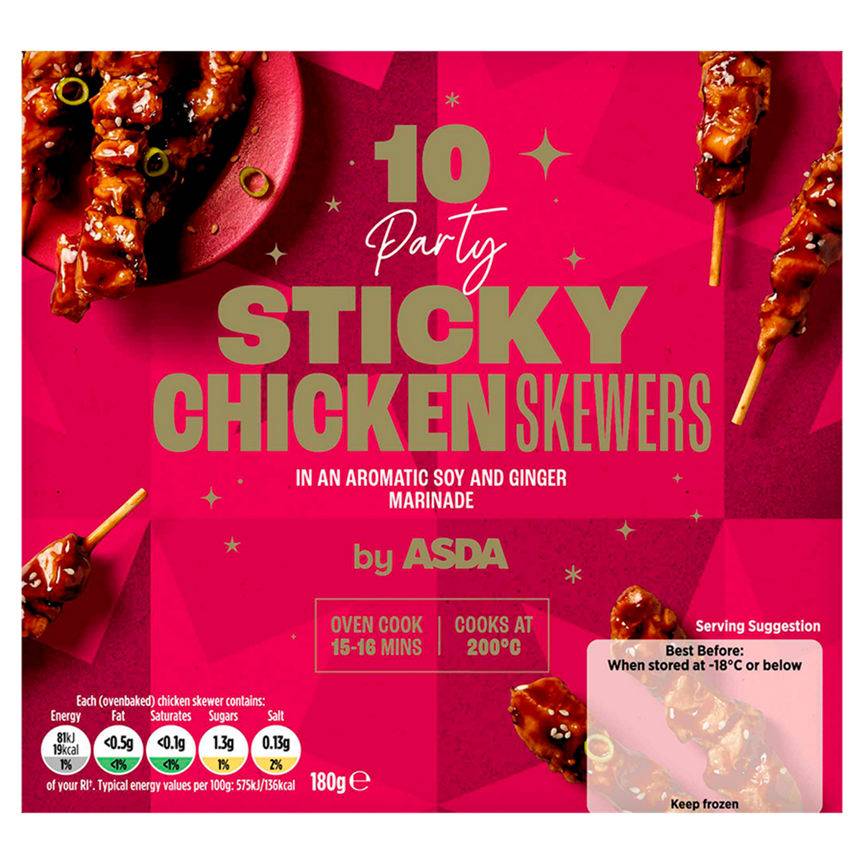 ASDA Party Sticky Chicken Skewers (10 pack)