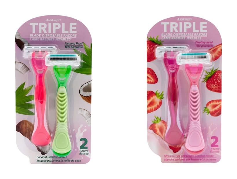 Assured Triple Blade Disposable Razors, Strawberries & Cream-Coconut (2 x 2 ct)