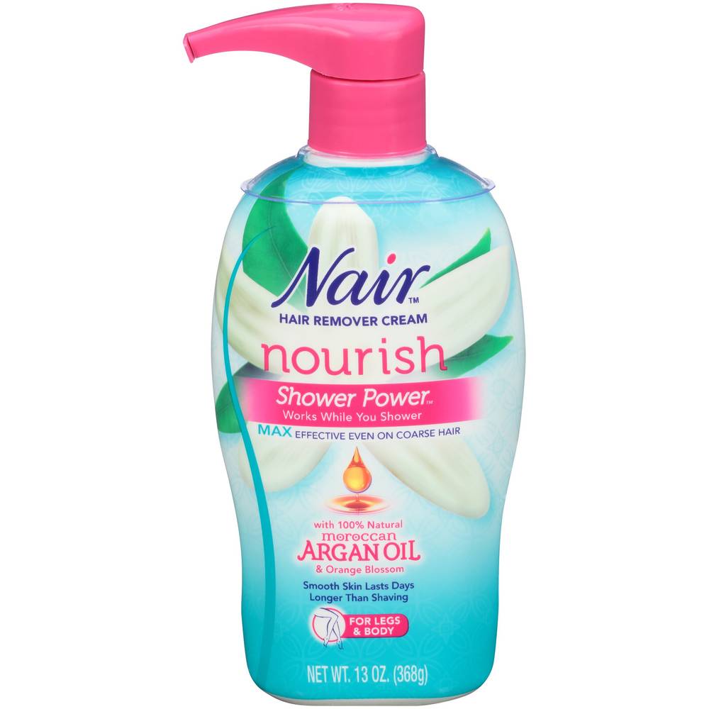 Nair Hair Remover Cream Nourish Shower Power with Moroccan Argan Oil, 13 OZ