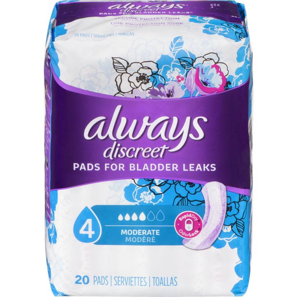 Always Discreet Discreet Pads, Moderate Regular (20 ea)