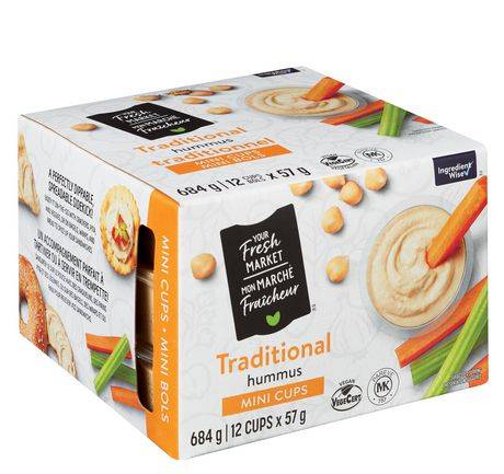 Your Fresh Market Traditional Hummus Mini Cups (57 g, 12 ct)