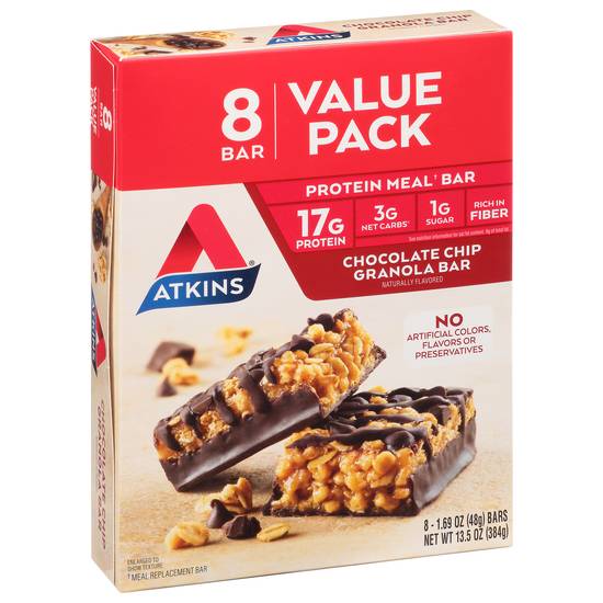 Atkins Chocolate Chip Granola Keto Friendly Protein Meal Bar (8 ct)
