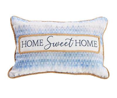 "Home Sweet Home" Blue Zigzag Outdoor Lumbar Throw Pillow