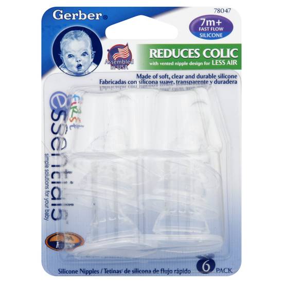 Gerber First Essentials Silicone Nipples (6 ct)