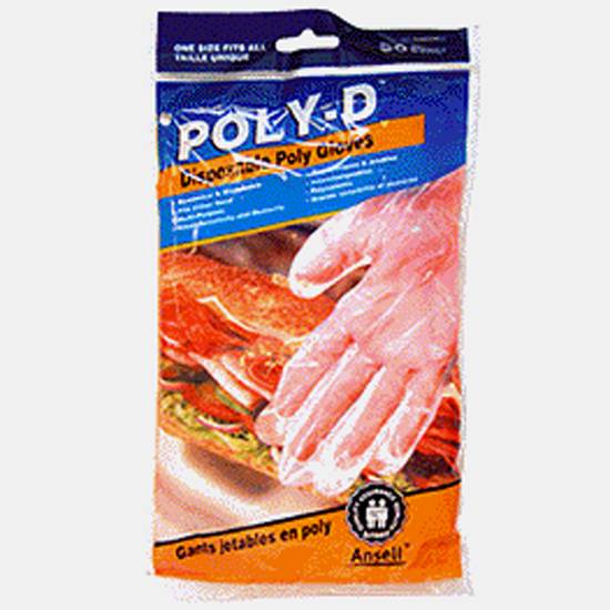Ansell Disposable Poly Gloves, 50 Pack (50pk /One size fits all)