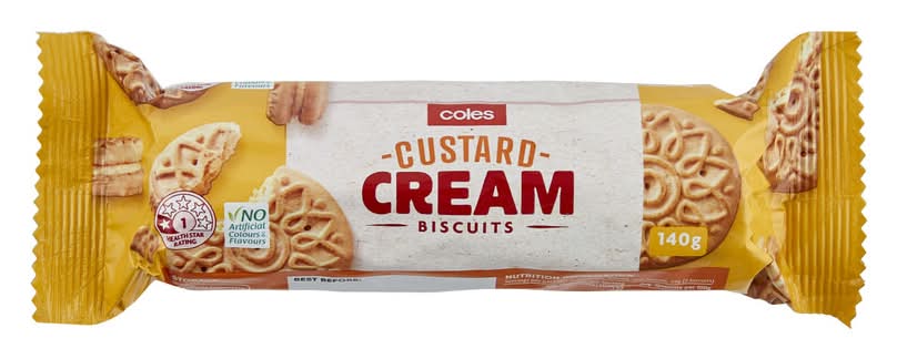 Coles Custard Cream Biscuits 140g