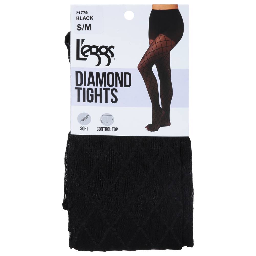 L'eggs Diamond Tights, S/M, Black