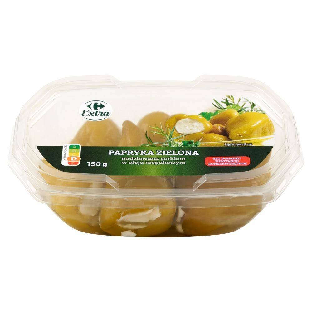 Carrefour Extra Papryka zielona nadziewana serkiem w oleju rzepakowym 150 g