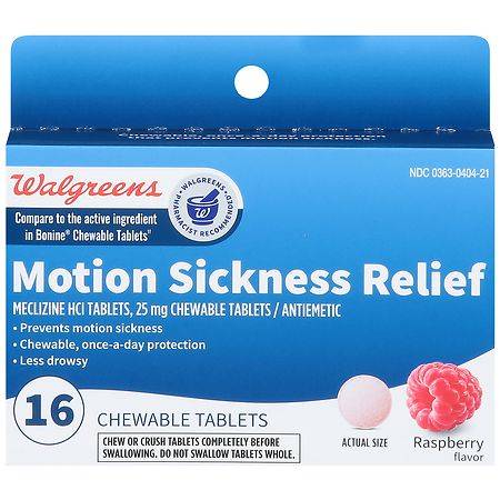 Walgreens Raspberry Motion Sickness Relief 25 mg Chewable Tablets (16 ct)