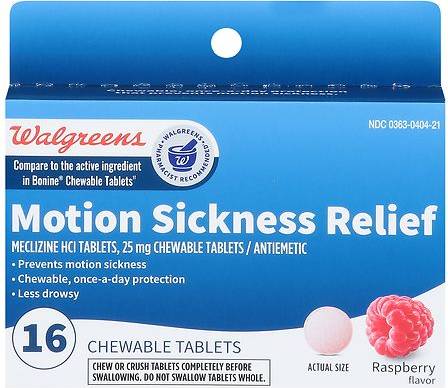 Walgreens Raspberry Motion Sickness Relief 25 mg Chewable Tablets