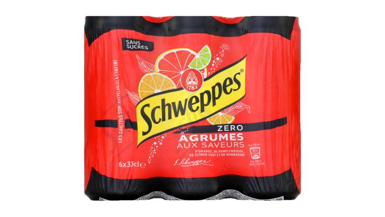 Schweppes - Boisson gazeuse aux extraits naturels (6 pièces, 330 ml) (orange, arômes pamplemousse, citron vert, mandarine)