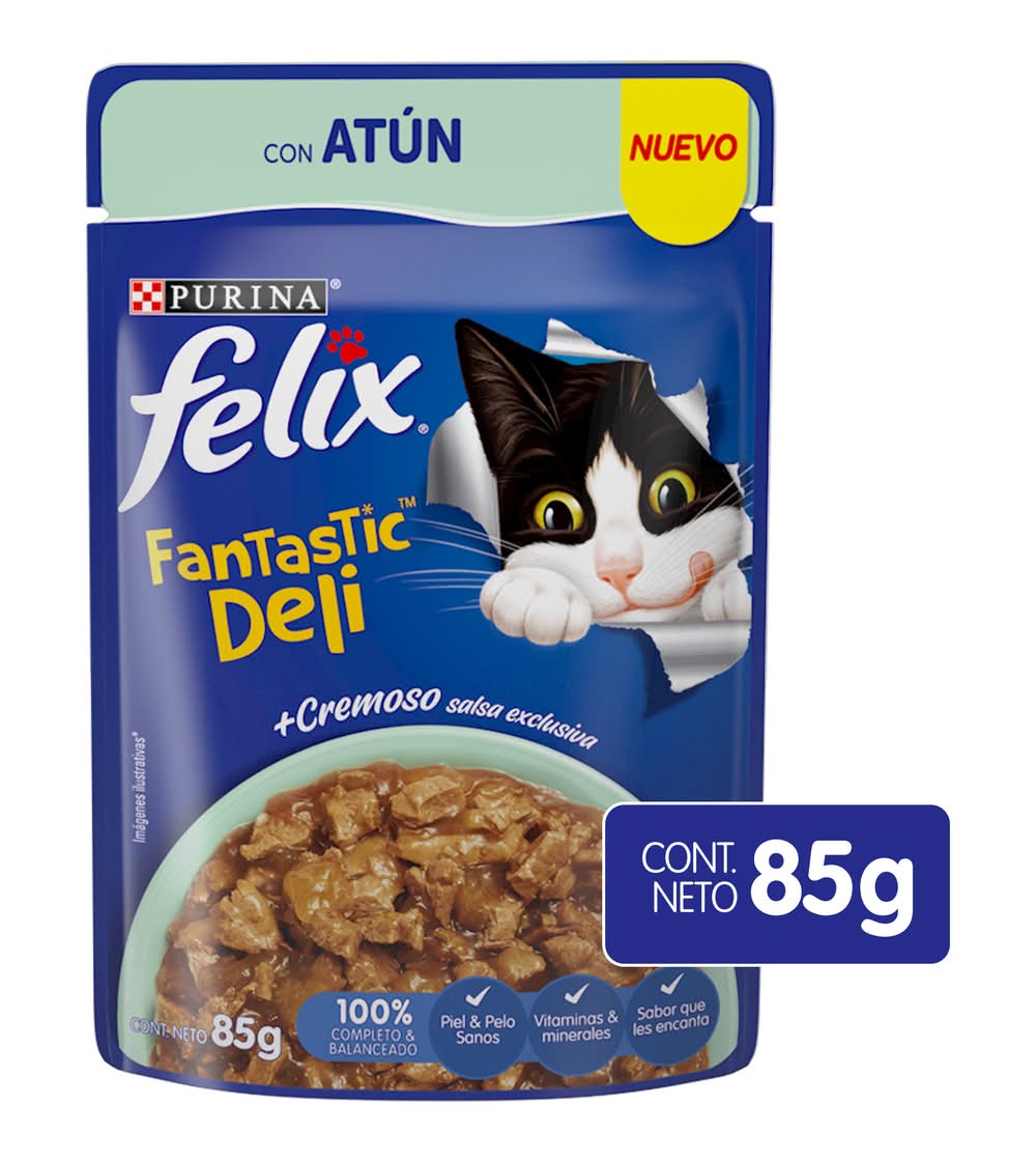 Purina Felix · Fantastic deli alimento húmedo para gatos, atún (85 g)