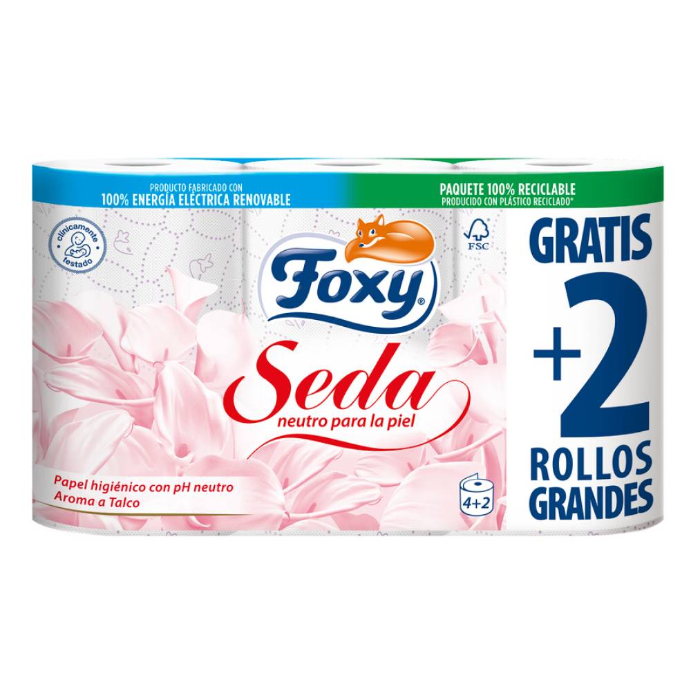 Papel Higiénico Foxy Seda 3 Capas 4+2Ud