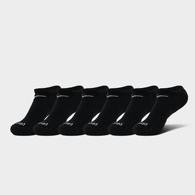 Nike Everyday Plus Cushioned No Show Training Socks (6 ct) (large/black-white)