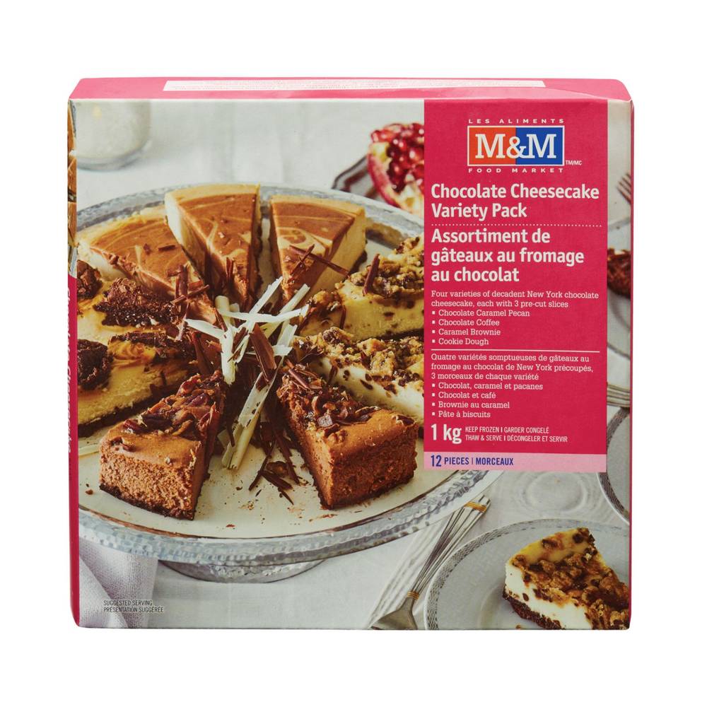 M&M Food Market Cheesecake Variety pack, Chocolate (1 kg, 12 ct)