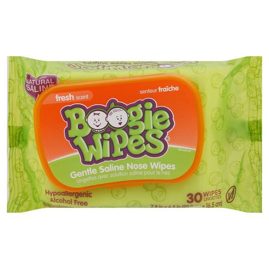 Boogie Wipes Gentle Saline Wipes For Stuffy Noses Fresh Scent (30 wipes)