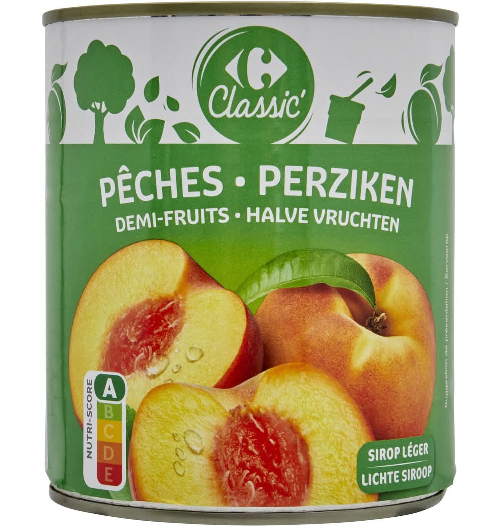 Carrefour Classic' - Fruits au sirop pêches demi-fruits (465g)