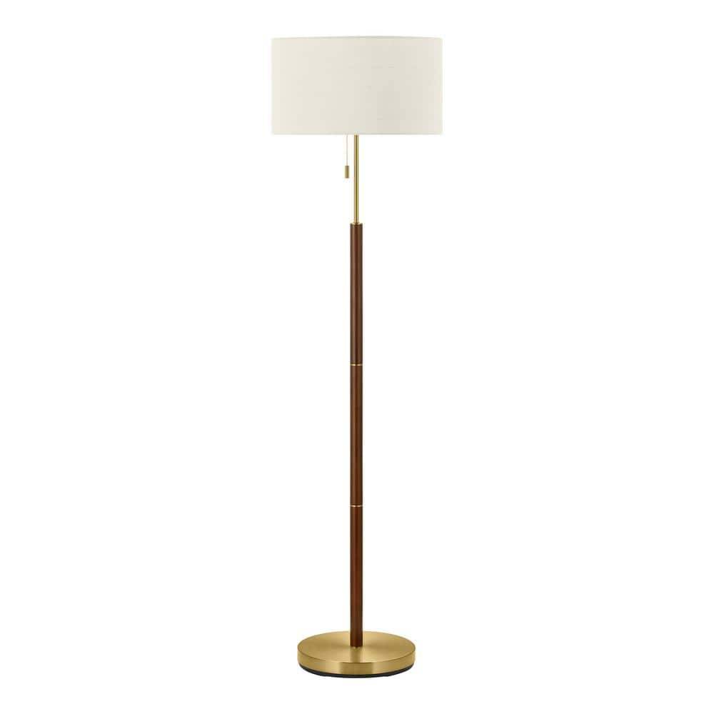 Hampton Bay Truman 58 In. Walnut And Brass Floor Lamp