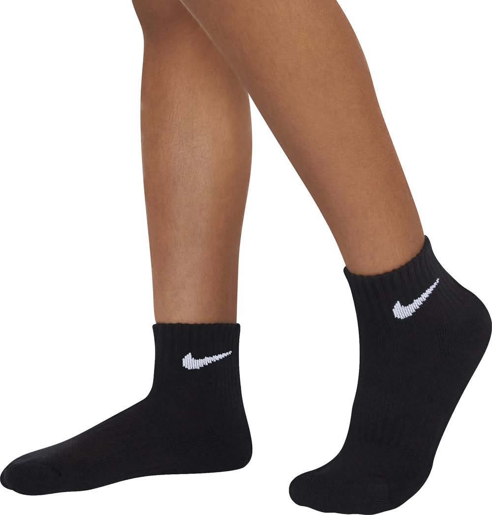 Nike Little Kids Dri Fit Ankle Socks, 5-7, Black (6 ct)